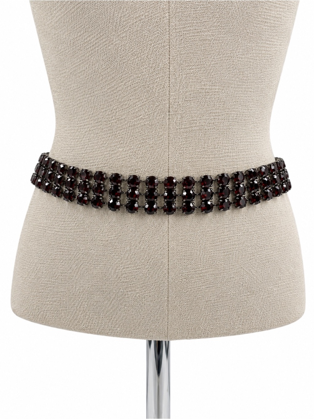 Vintage Style Dark Brown Red Rhinestone Crystal Belt Adjustable Chain Y2K M